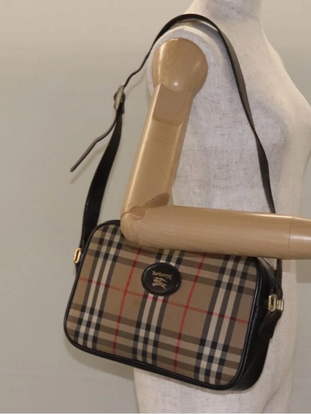 Burberrys Nova Check Shoulder Bag Canvas Beige Auth BA3222 - Picture 7 of 7